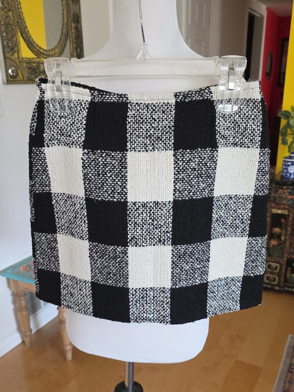 Forever 21 Black & White Checkerboard Knit Mini Skirt
